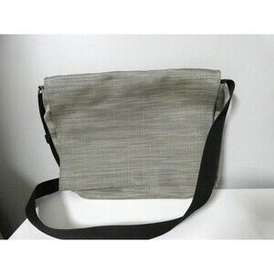 Chilewich Laptop Messenger Bag Woven 17" x 12.5" Minimalist Grey Vinyl